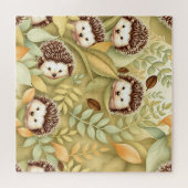 Süßes Igel-Herbstlaub-Muster Puzzle (Horizontal)