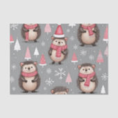 Süßes Igel-Muster Rosa Grau Weihnachten  Seidenpapier (Vorderseite)