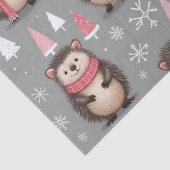 Süßes Igel-Muster Rosa Grau Weihnachten  Seidenpapier (Ausschnitt)
