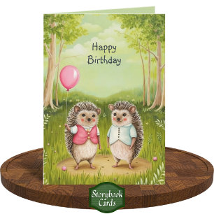 Süßes Igel-Paar Waldmalerei Geburtstag Karte