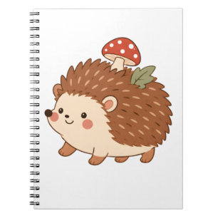 Süßes Igel-Pilz-Cottagecore-Wald-Notizbuch Notizblock