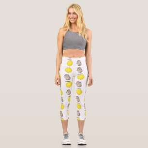 Süßes Igel- und Ballon-Cartoon-Muster Capri Leggings