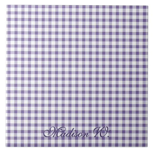 Süßes Indigo-Gingham-Muster Fliese (Vorderseite)