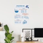 Süßes individuelles Restaurant-Geschäftsmenü Poster (Heimbüro)