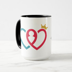 Süßes ineinander verschlungenes Herz Königinnenkro Tasse