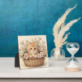 Süßes Ingwer-Kätzchen-Blumenkorb Fotoplatte (InSitu)