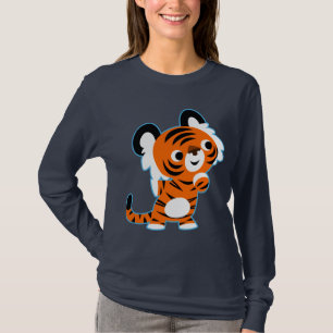 Süßes interessiertes Cartoon-Tiger-Frauen-T-Shirt T-Shirt