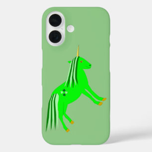 Süßes Irisch Grünes und Goldenes Einhorn iPhone 16 Hülle