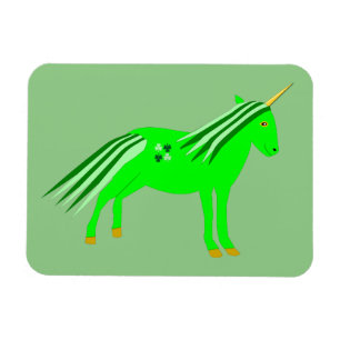 Süßes Irisch Grünes und Goldenes Einhorn Magnet