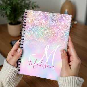 Süßes, irisierendes Einhorn-Ombre-Glitter-Monogram Planer
