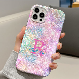 Süßes, irisierendes, pinkes, glänzendes Monogramm Case-Mate iPhone Hülle