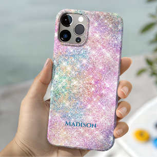 Süßes, irisierendes, pinkes, glitzerndes Monogramm Case-Mate iPhone Hülle