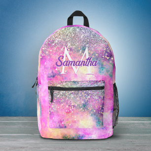 Süßes irisierendes silbernes falsches Glitter-Mono Bedruckter Rucksack