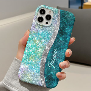 Süßes, irisierendes, türkisfarbenes, falsches Glit Case-Mate iPhone Hülle