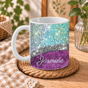 Süßes, irisierendes, violettes, türkisfarbenes, fa kaffeetasse