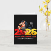 Süßes Jahr des Pferdes - schwarzer Spaß glückliche Karte (Gelbe Blume)