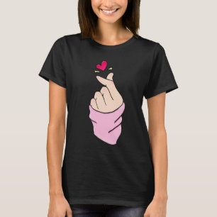 Süßes K-Pop-Finger-Herz-Minimalistisches Grafik-T- T-Shirt