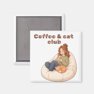 Süßes Kaffee- & Katzenclub-Design Magnet