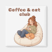 Süßes Kaffee- & Katzenclub-Design Magnet (Vorne)