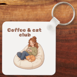 Süßes Kaffee- & Katzenclub-Design Schlüsselanhänger