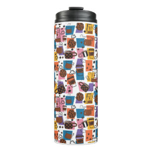 Süßes Kaffeemuster – Bunter Kaffeeliebhaber Thermosbecher