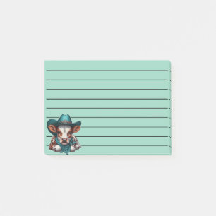 Süßes Kalb mit Cowboyhut und Bandana Post-it Klebezettel