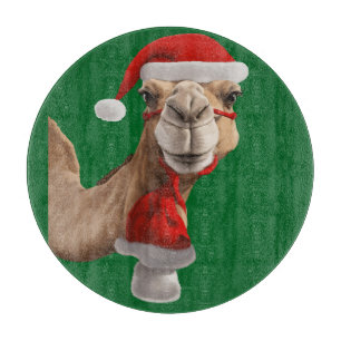 Süßes Kamel mit Weihnachtsmannmütze Weihnachten v3 Schneidebrett