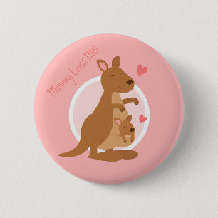 Süßes Känguru-Baby-Joey-Mutter-Kind für Kinder Button