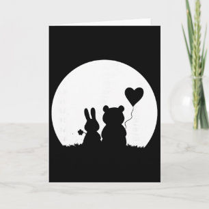 Süßes Kaninchen-Bär-Paar Valentinstag Verliebte Karte