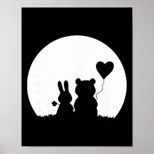 Süßes Kaninchen-Bär-Paar Valentinstag Verliebte Poster