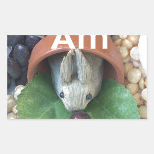 Süßes Kaninchen beim Snacken Rechteckiger Aufkleber