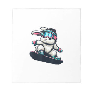 Süßes Kaninchen beim Snowboard-Trick Kinder Ostern Notizblock