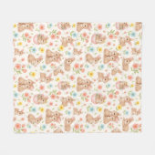 Süßes Kaninchen Blumen Frühling Muster Fleecedecke (Vorderseite (Horizontal))