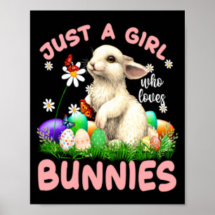 Süßes Kaninchen Blumen Schmetterling Osterhase Poster