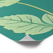 Süßes Kaninchen Blumendes Teal-Muster Poster (Ecke)