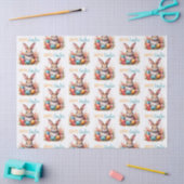 Süßes Kaninchen Bunte Eier Blumen Frohe Ostern Seidenpapier (Basteln)