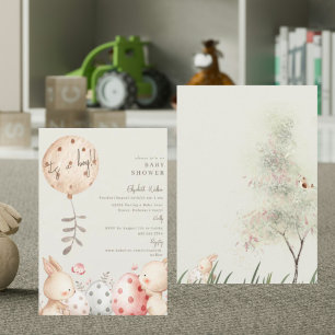 Süßes Kaninchen Es ist ein Junge Baby Shower Einladung