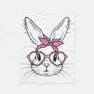 Süßes Kaninchen-Gesicht mit Byndana-Herz-Brille Ea Fleecedecke