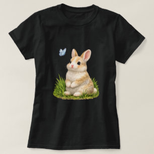 Süßes Kaninchen-Häschen mit Schmetterling-Natur-Gr T-Shirt