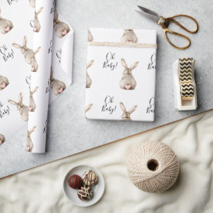 Süßes Kaninchen-Häschen Rosa Herz Schwanz Baby-Par Geschenkpapier
