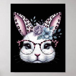 Süßes Kaninchen-Hasen-Gesicht Gles Mädchen Frohen Poster