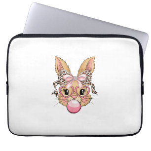 Süßes Kaninchen-Hasen-Gesicht Leopard-Brille Mädch Laptopschutzhülle
