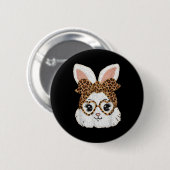 Süßes Kaninchen-Hasen-Gesicht-Leopard-Gles-Mädchen Button (Vorne & Hinten)