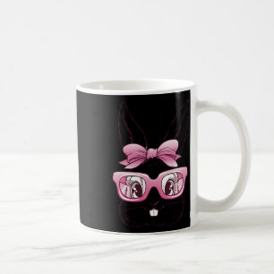 Süßes Kaninchen-Hasen-Gesicht Rosa Brille Fliege F Kaffeetasse