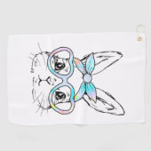 Süßes Kaninchen-Hasen-Gesicht-Tie-Dye-Brille Mädch Golfhandtuch (Horizontal)