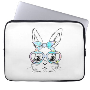 Süßes Kaninchen-Hasen-Gesicht-Tie-Dye-Brille Mädch Laptopschutzhülle