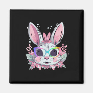 Süßes Kaninchen-Hasen-Gesicht-Tie-Dye-Glas-Mädchen Magnet