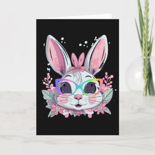 Süßes Kaninchen-Hasen-Gesicht-Tie-Dye-Gles-Mädchen Karte