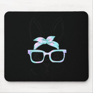 Süßes Kaninchen-Hasen-Gesicht-Tie-Dye-Gles-Mädchen Mousepad