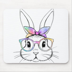 Süßes Kaninchen-Hasen-Tie-Dye-Glas Ndana-Ostern Mä Mousepad